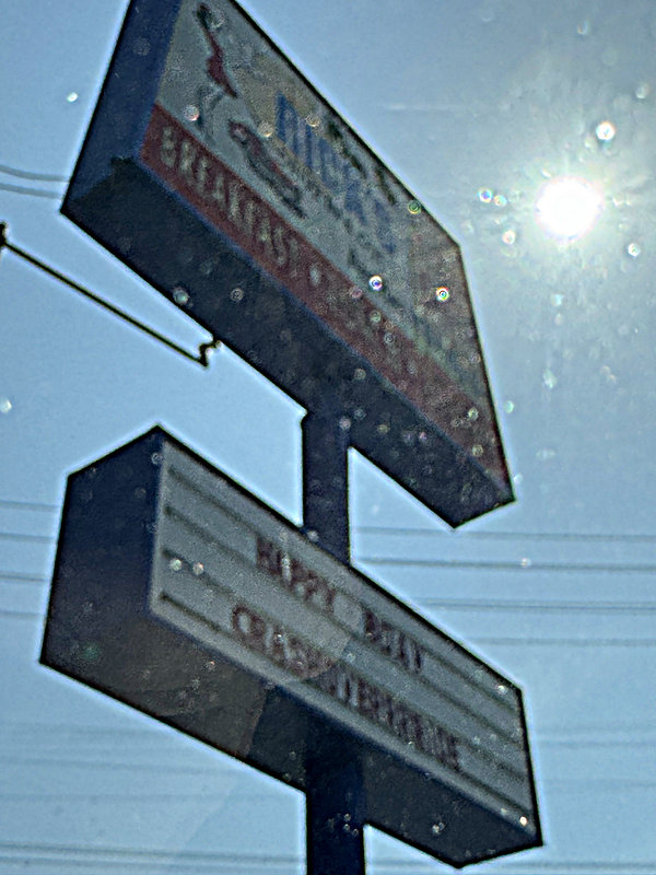 The marquee at Rick's Drive In and Out, that says, "HAPPY BDAY CRASHOVERRIDE".